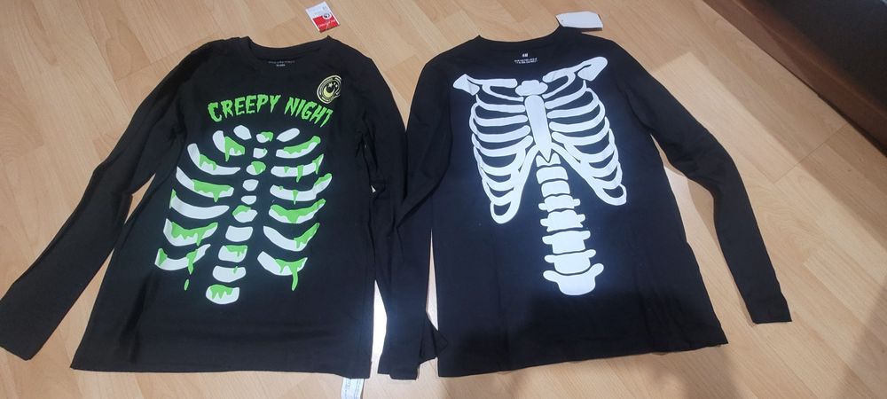 Lot 2 bluze schelet pt Halloween,NOI CU ETICHETA,8 10 ani,134 140 cm