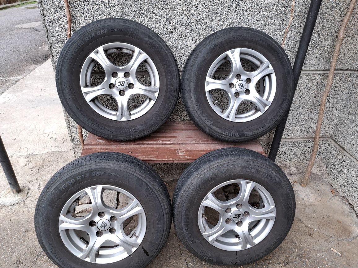 Алуминиеви джанти 14 цолови за VW със летни гуми. 175/80/14.