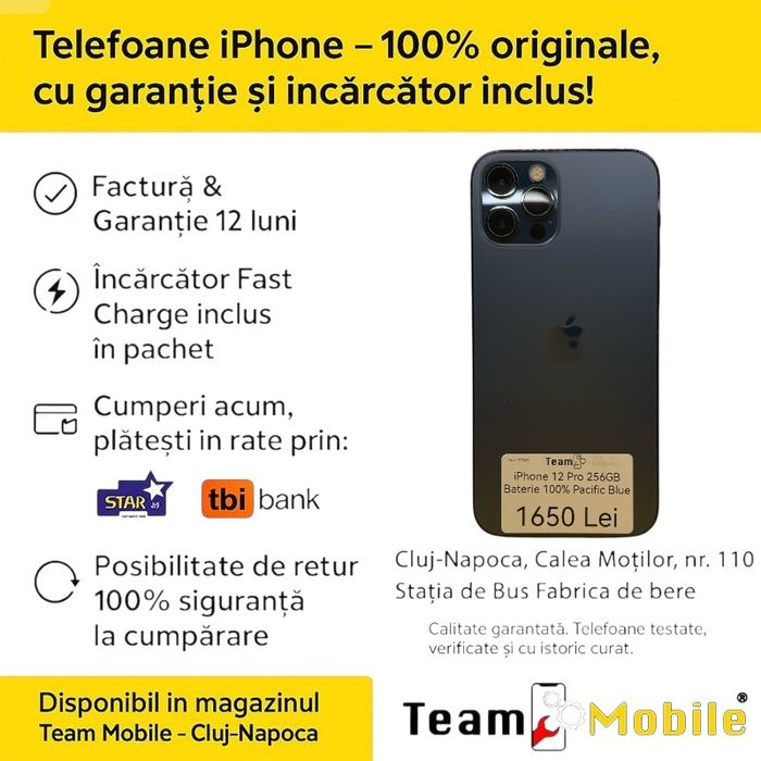 iPhone 12 Pro 256GB Pacific Blue Baterie 100%