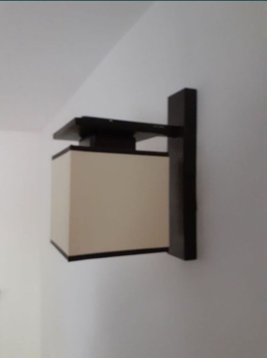 aplica dormitor hol birou bec soclu E14 Corp iluminat lemn si panza