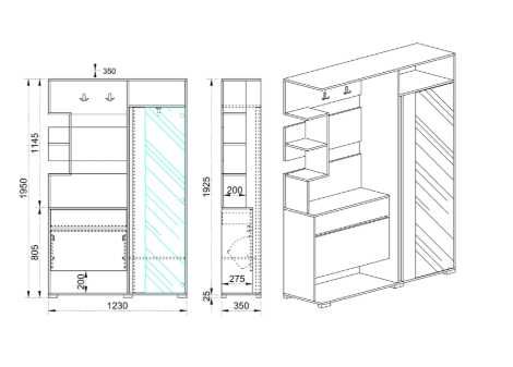 Cuier hol Irim Aspen, Stejar Cafea/Alb (Ofer transport pe Iasi)