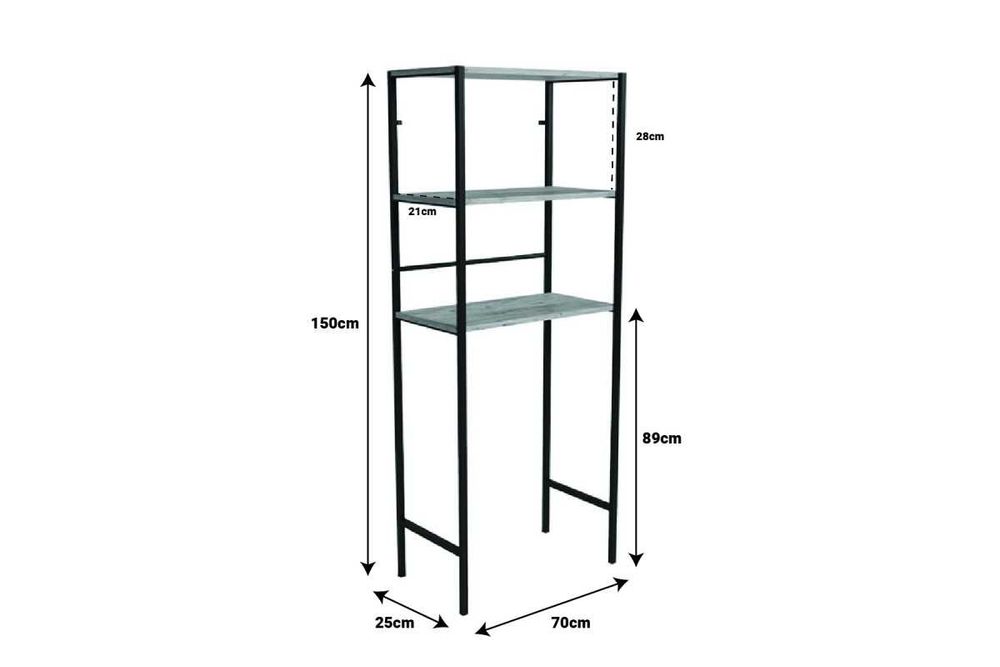 Етажерка за баня Puzzle-home Zermin, Метална рамка и Меланин,70x25x150