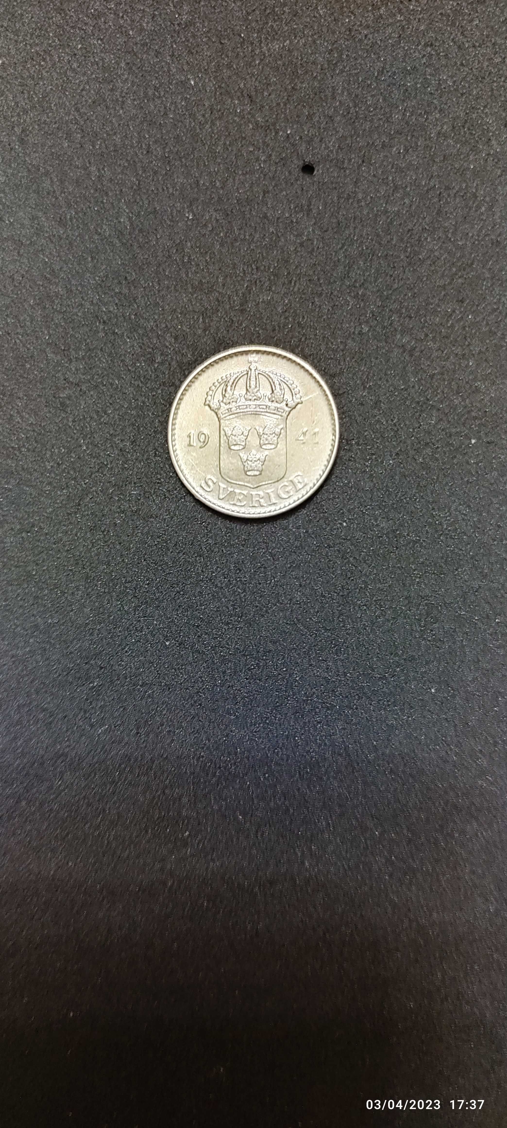 Moneda argint 25 Ore, SUEDIA, 1941