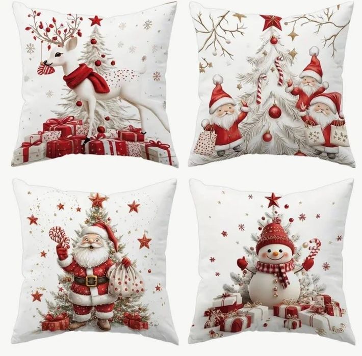 Комплекти от 4бр. коледни калъфки за декоративни възглавнички 45х45см.