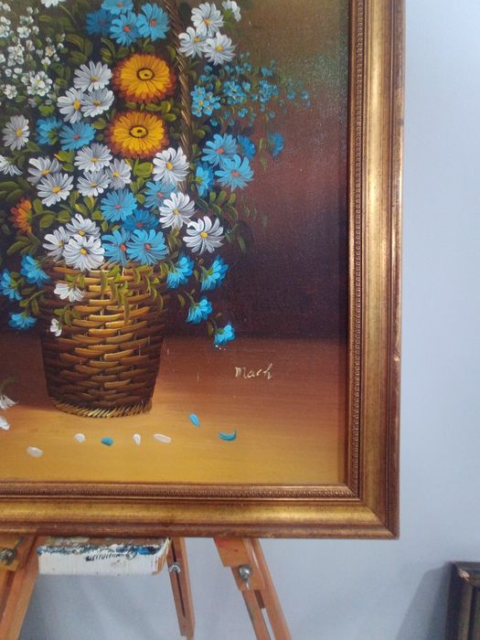 Картина маслени бои "Кошница с Пролетни Цветя"