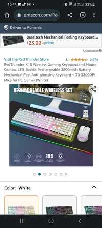 RedThunder K10 Combinație de tastatură și mouse pentru jocuri fără fir