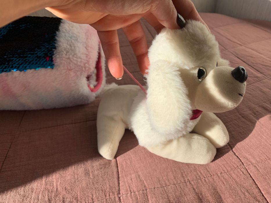 Плюшена чантичка с кученце