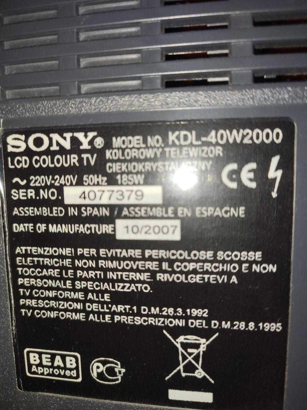 TV LCD Sony Bravia 40” KDL-40W2000 (102 cm)