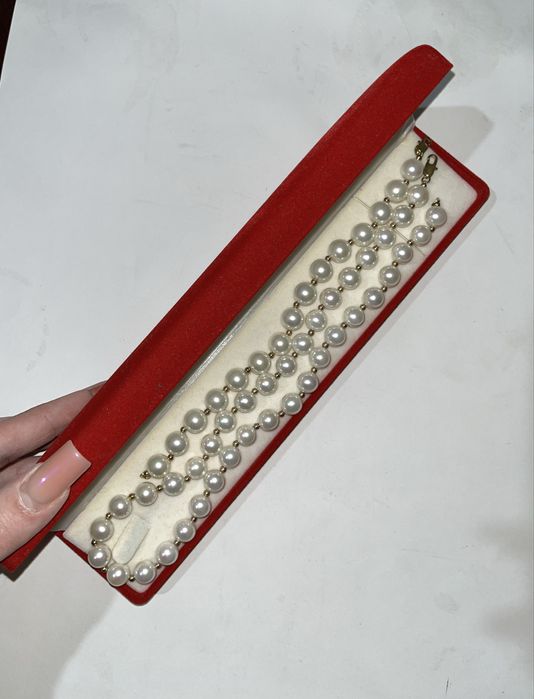 Бусы и браслет из натурального жемчуга