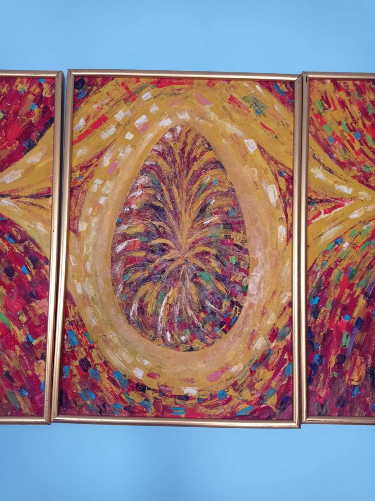 Set 3 Tablouri pictate ulei - compozitie artistica