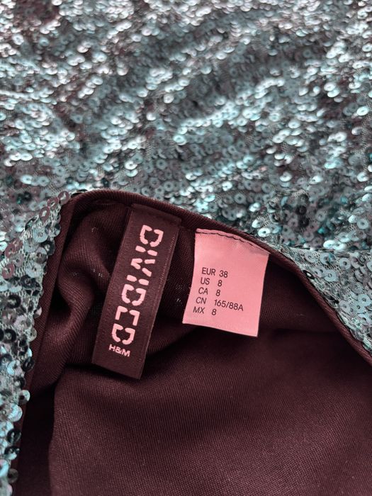 Рокля с пайети H&M синьо-зелена