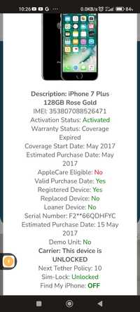 Apple iphone 7+ Plus Defect Display Spart