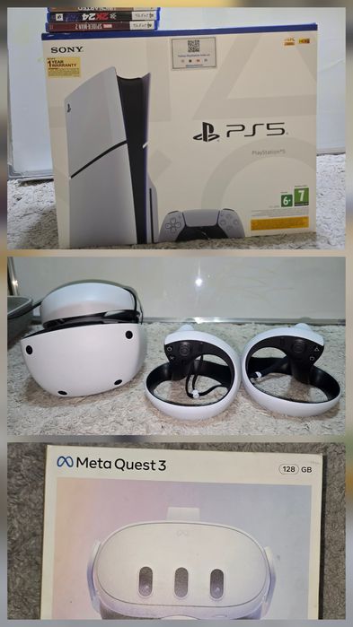PLAYSTATION 5 Disk 1TB, Playstation VR 2. Meta quest 3, Aksessuarlar