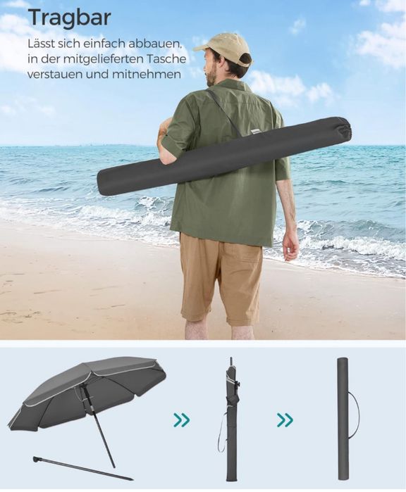 Чадър за плаж 200см SONGMICS