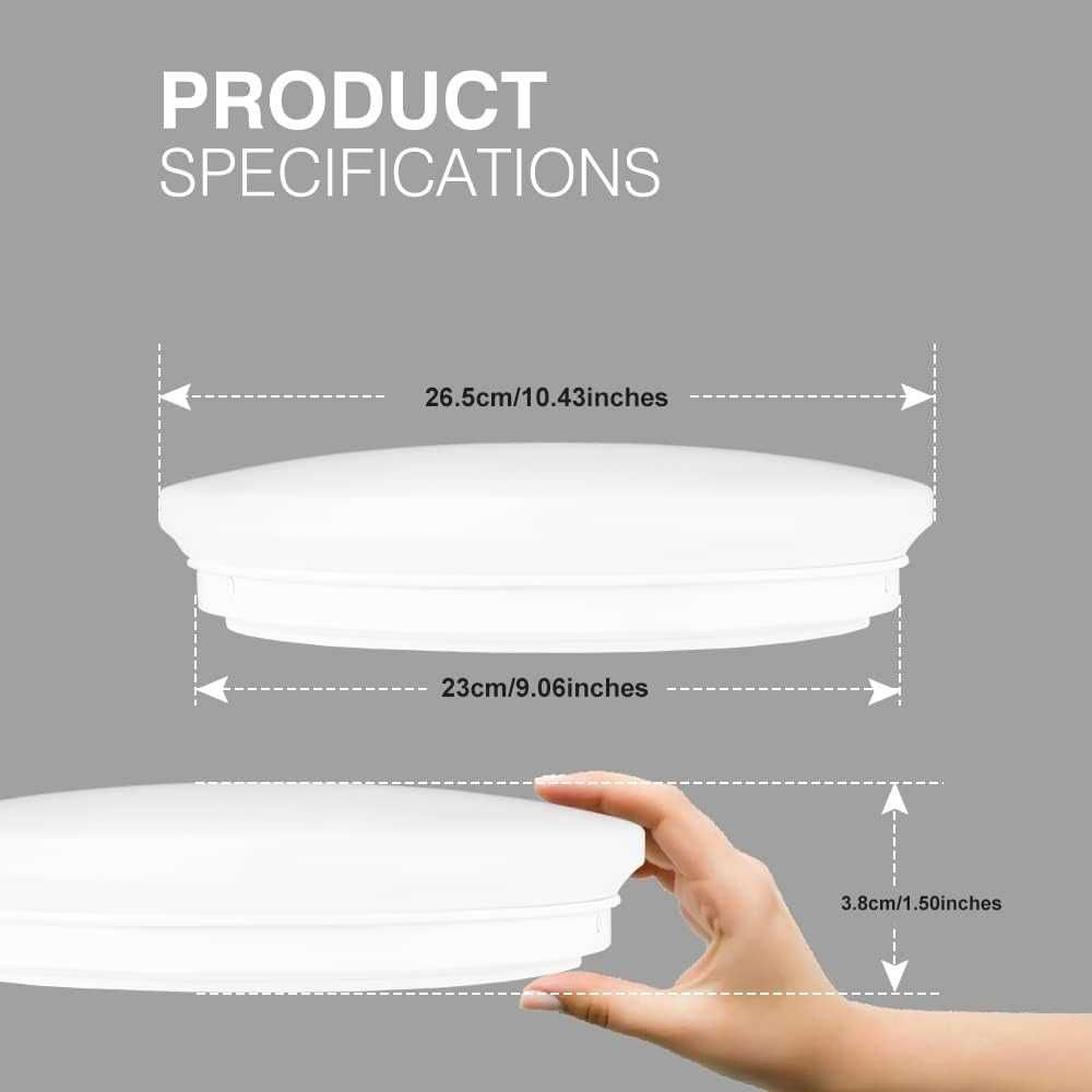 LED таванна лампа 15W, топло бяла 3000K, 26см