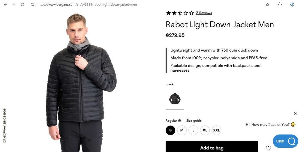 BERGANS 365 Rabot down light jacket - мъжко пухено яке, размер L
