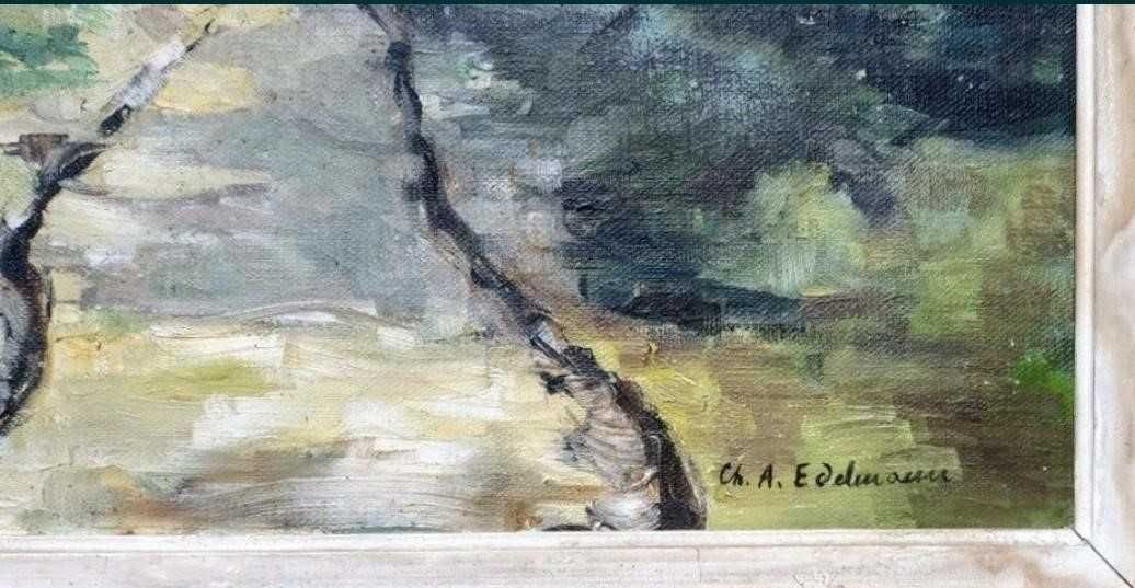 Charles-Auguste Edelmann, Ulei pe pânză, Semnat, Dimensiuni 45 x 55 cm