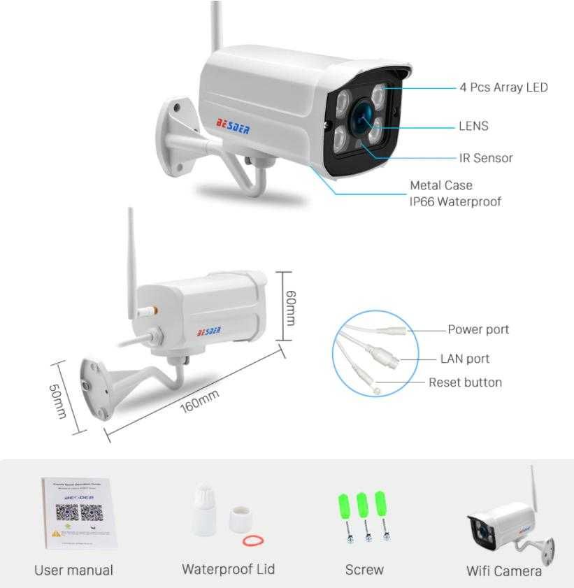 2~5MPx Безжичен Wi-Fi Бебефон Ударо/Водоустойчив Видеодомофон Метал