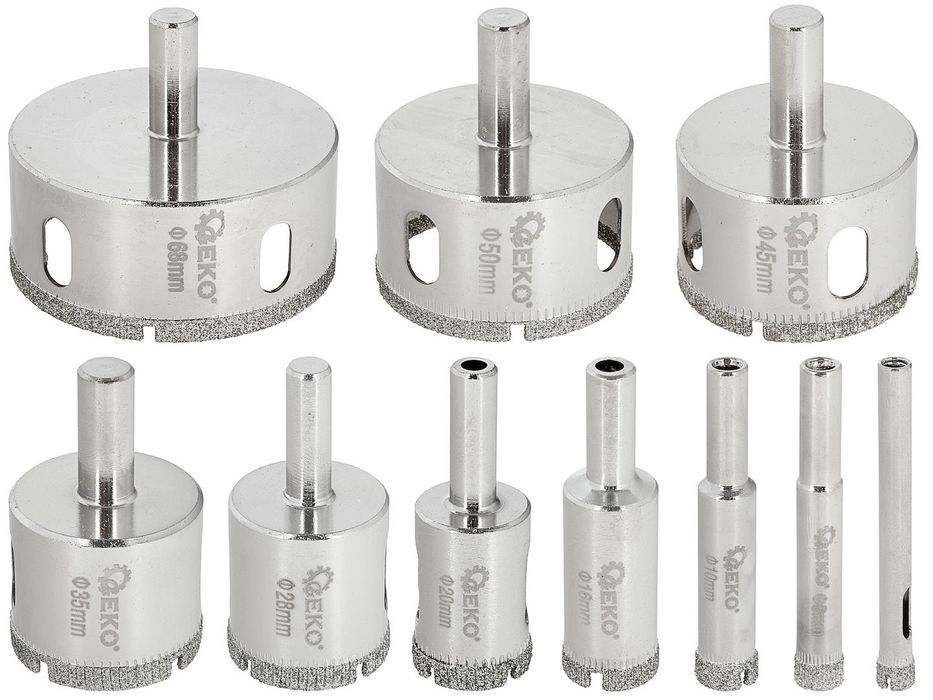 Set carote diamantate pentru gresie si faianta 6-68mm 10 piese geko
