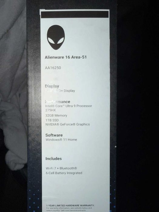Alienware 16 Area-51 240Hz, Ultra 9, 32GB DDR5, 1TB SSD, RTX 5070 DDR7