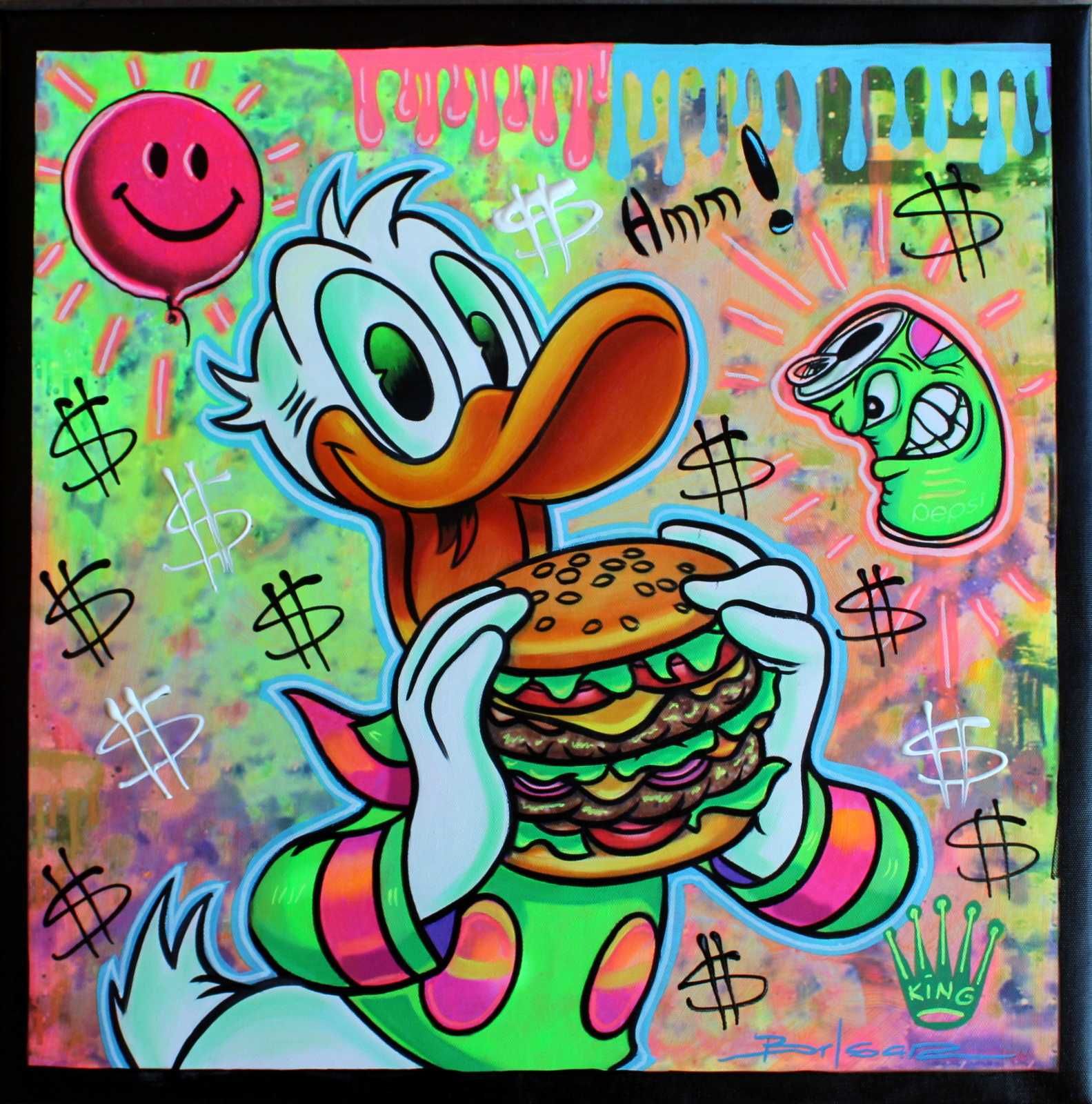 pictura acrylic, ulei pop art, donald duck