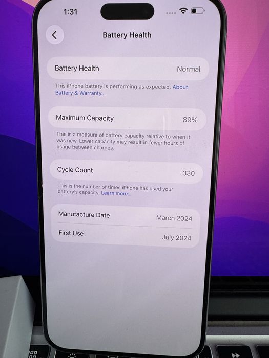 iPhone 15 Pro Max 256GB White - 89% Battery