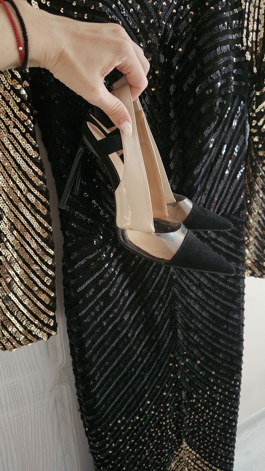 Дълга,официална, Рокля,пайети,черна, Zara