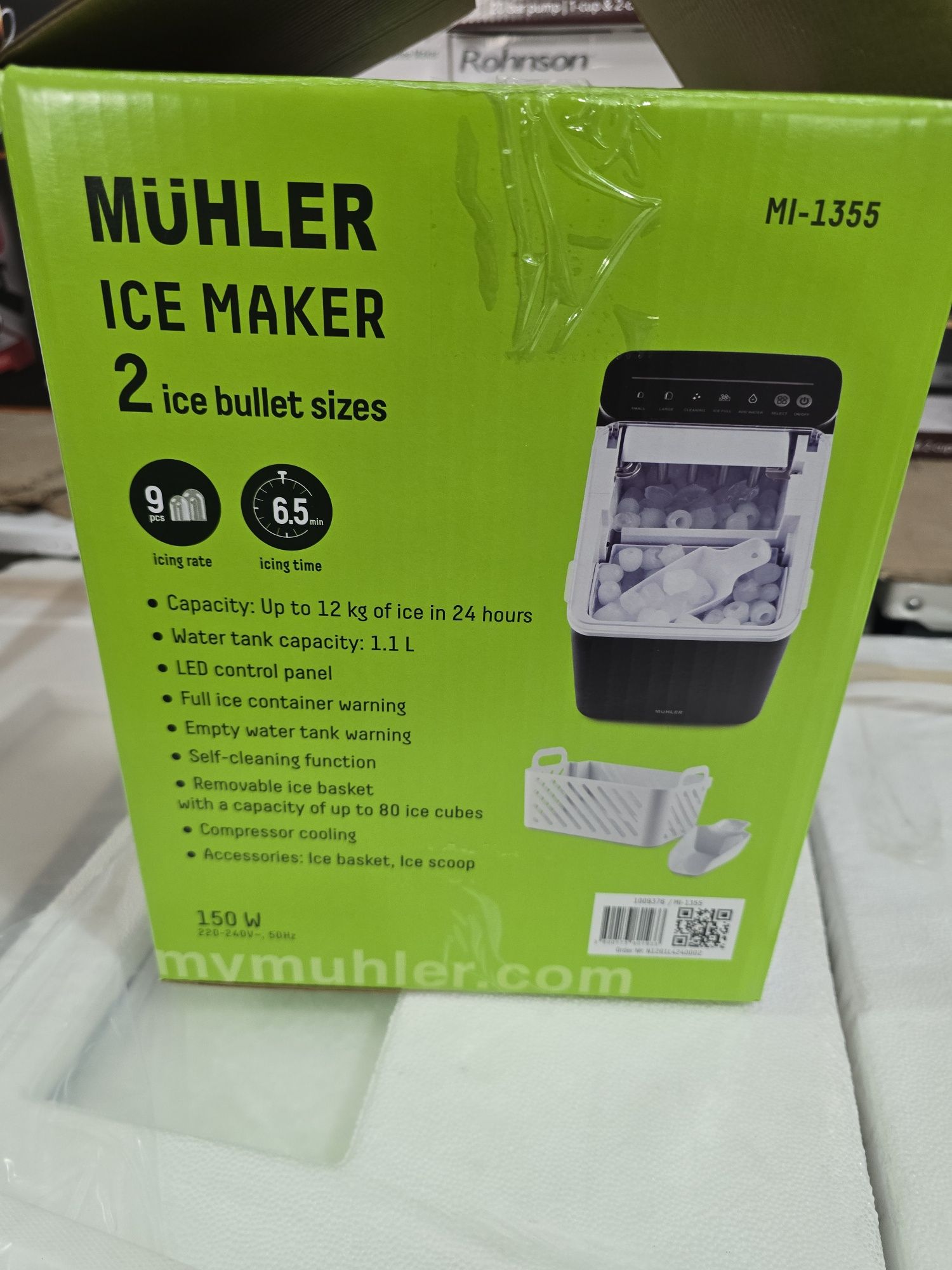 Нов черен ледогенератор Muhler 12 кг/24 ч