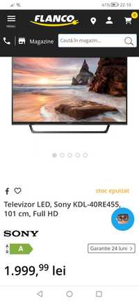 Televizor LED Sony Bravia KDL-40RE455, 101 cm, Full HD, HDR, Negru