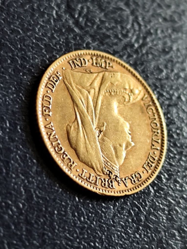 Златна монета,1/2 суверен 1896 год.Виктория,4.00 гр.,917/1000(22 карат