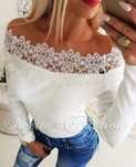Bluza alba decolteu barcuta TRANSPORT GRATUIT
