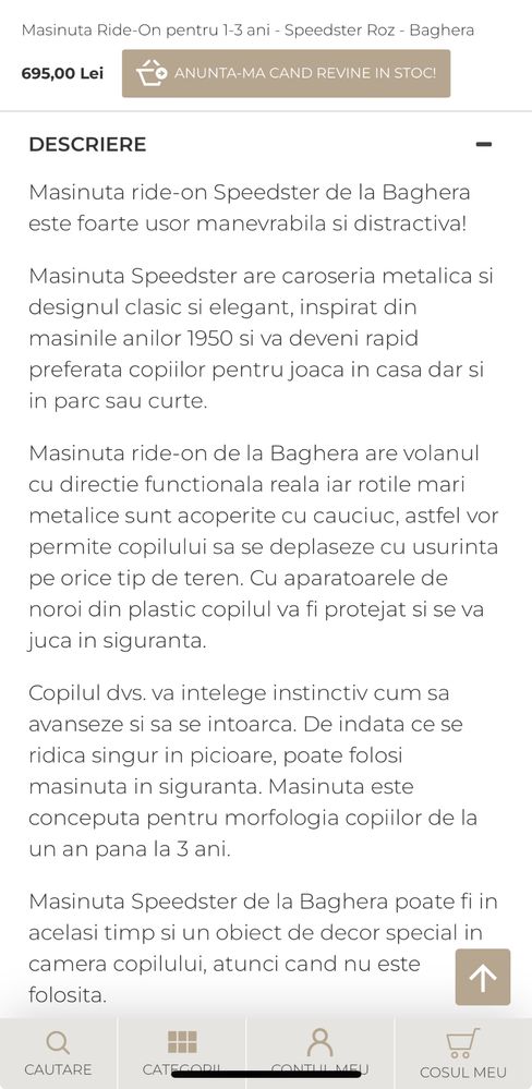 Masinuta copii baghera