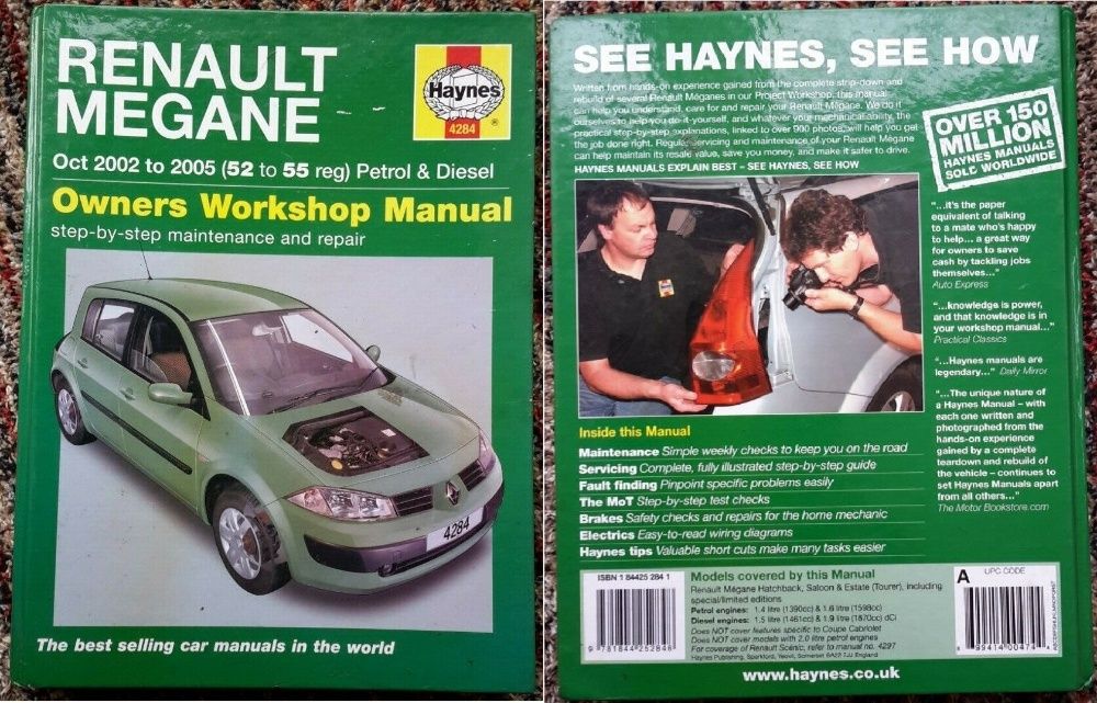 Manual auto Haynes Renault Clio, Megane, Scenic, Laguna anii 1998-2009