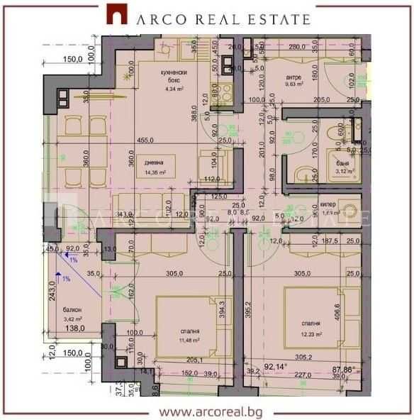 Продава се Тристаен апартамент в с. Казичене, Област София-град - 91 кв.м за 1375 €/кв.м - Снимка #2