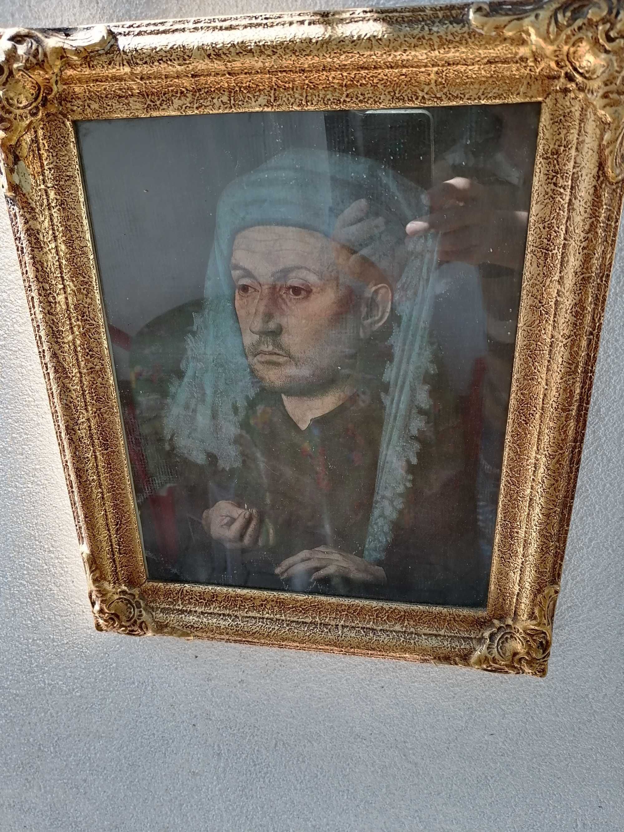 tablou omul cu tichia albastra de Eyck 43X35 cm