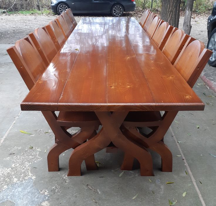 Masa cu 12 / 14 scaune "Tip XL" . Mobilier rustic . Mese si scaune
