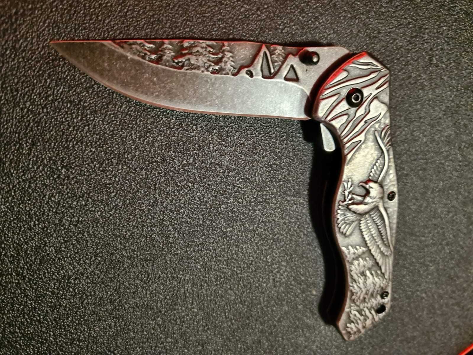 Briceag 21 cm, argintiu, full metalic, otel, model vultur, clema