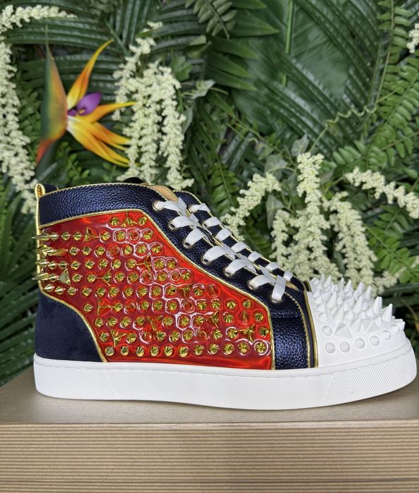 Christian Louboutin High White Red Spikes