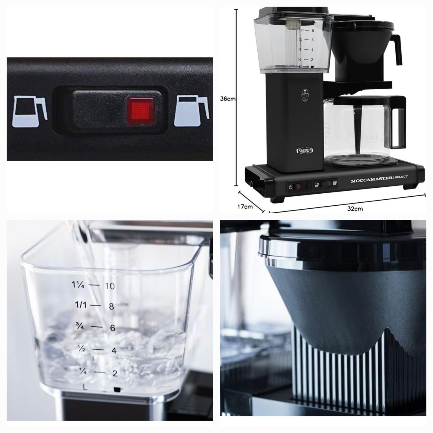 Moccamaster KBGV  Select Matt Black 1520W, 1.25л,филтърна кафемашина