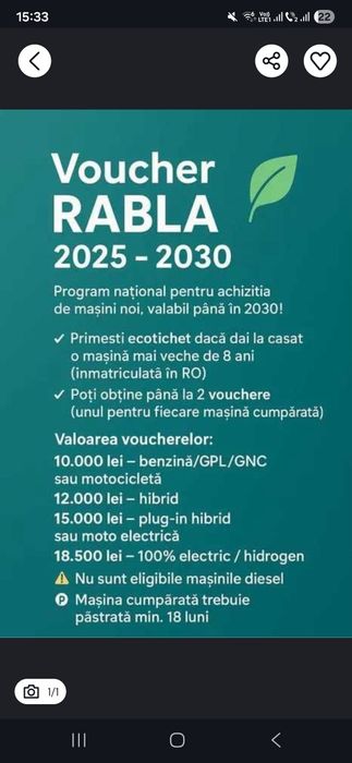 Voucher Rabla 2025 10.000 la 18.500 Ron
