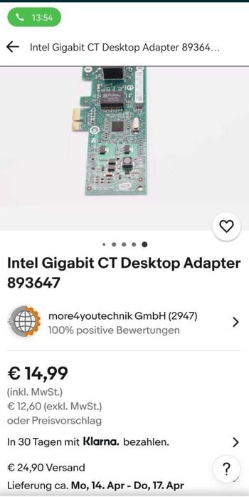 Intel Gigabit CT Desktop Adapter Placa de baza