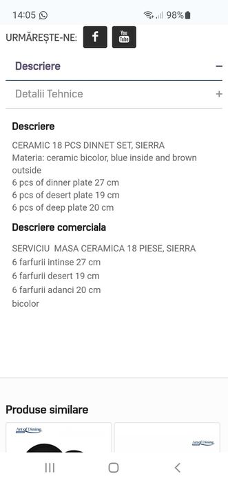 Set de farfurii 18 piese NOU doar in Constanta