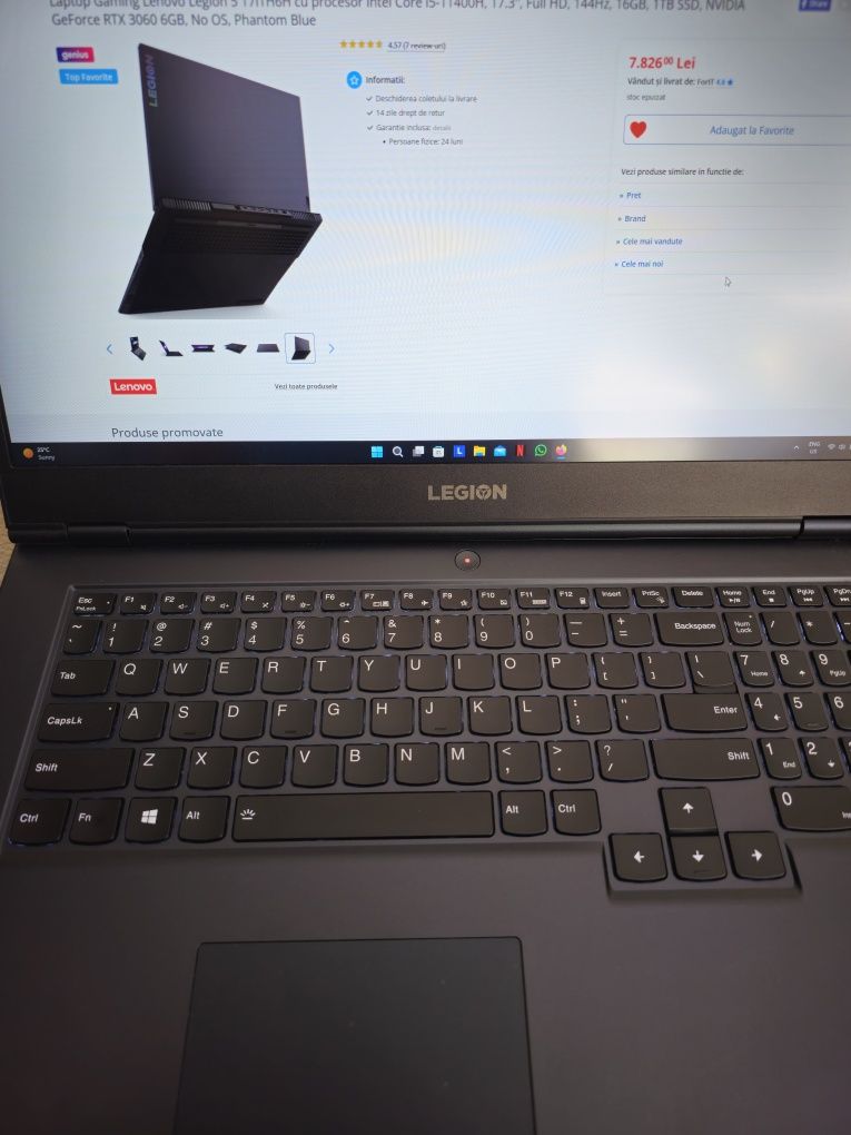 Laptop Gaming Lenovo 5,Display de 17.3"inch,144Hz ,i5 Ram32GB, RTX3060