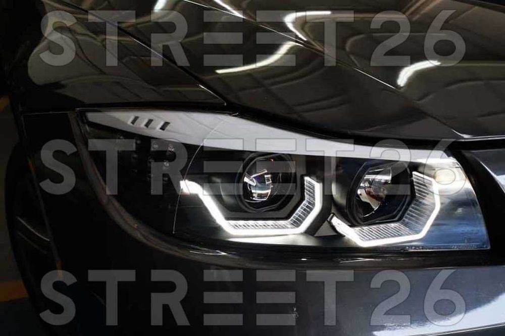 Faruri 3D LED Angel Eyes BMW Seria 3 E90 E91 Sedan Touring (2005-2011)