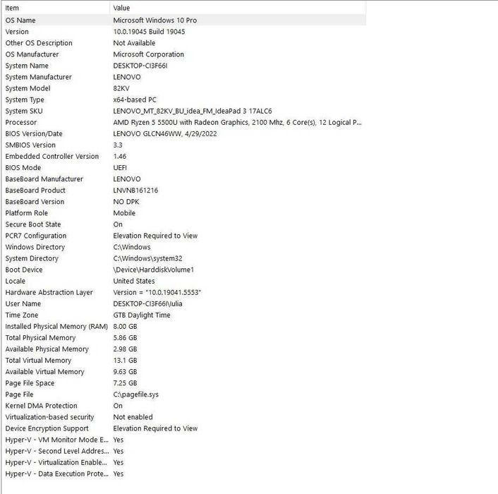 Laptop Lenovo IdeaPad 3 – AMD Ryzen 5 5500U, 17.3”, 8GB RAM, 512GB SSD