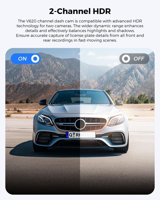 Jzones 4K/FHD двойна/2-канална HDR камера за автомобил/WIFI 6/GPS/APP