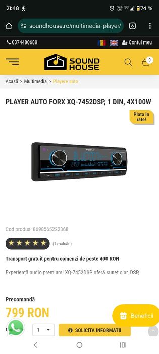 Player auto Forx 4x100w