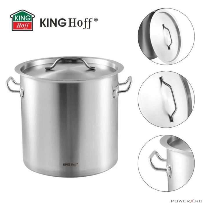 Oala cu capac din otel inoxidabil, capacitate 33 litri, 35 cm,