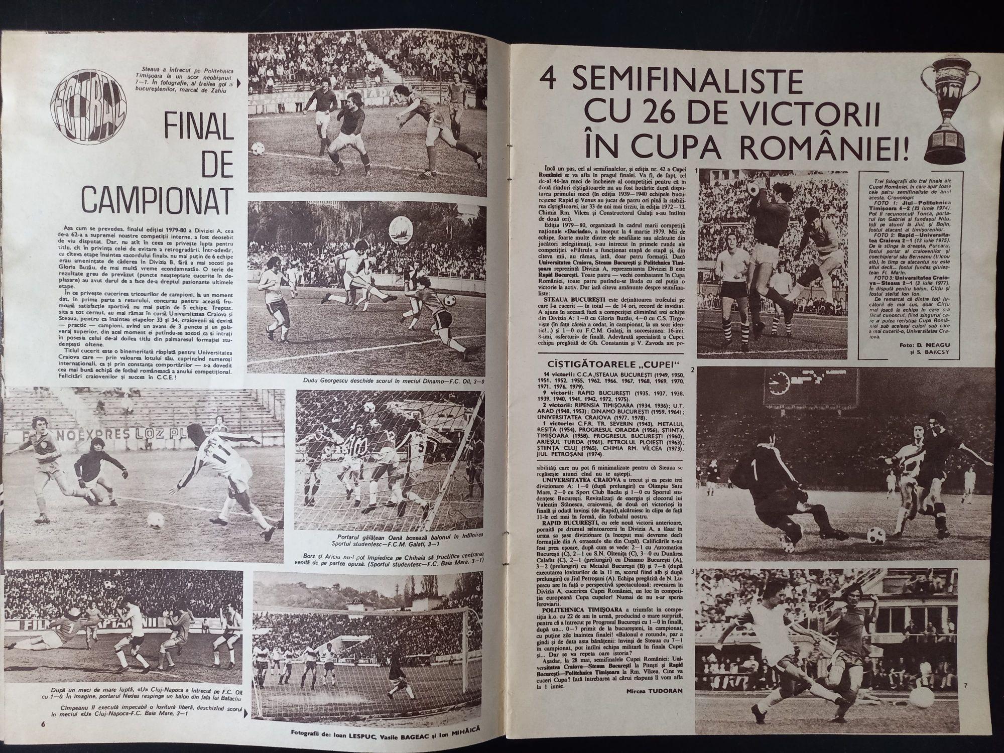 Raritate! Revista Sport (Mai 1980) cu U Craiova, Campioana țării
