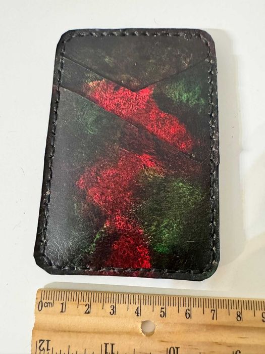 Portcard din piele vopsit manual